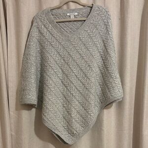 White House Black Market Gray Cable Knit Poncho